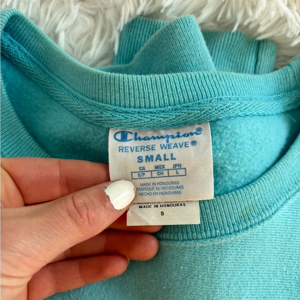 rare champion crewneck! blue and pink size small - Picture 3 of 3